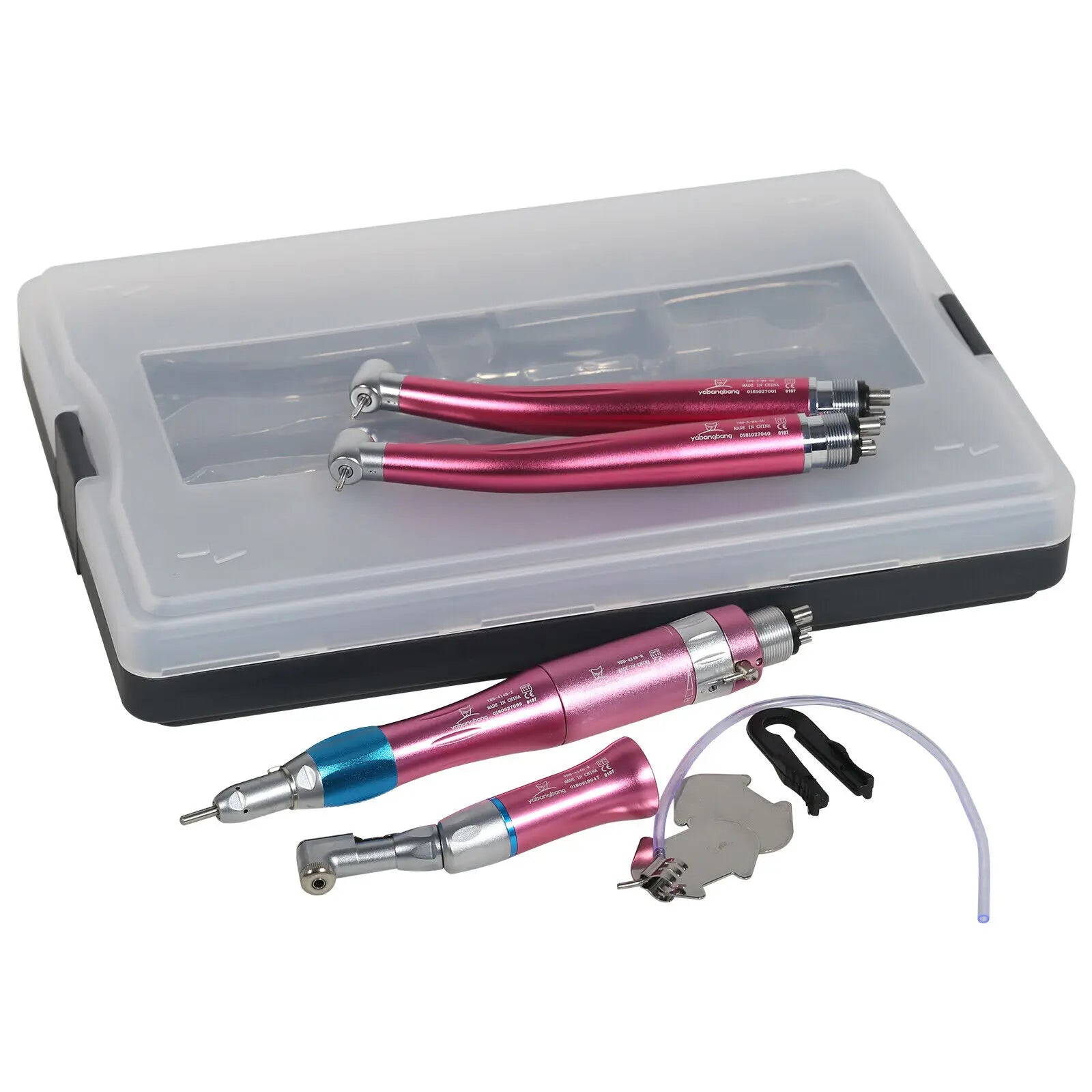 Dental High & Low Speed Handpiece kit Straight Contra Angle Single Water Spary Air Turbine 4 Hole FIT NSK Pana Max Pink Color