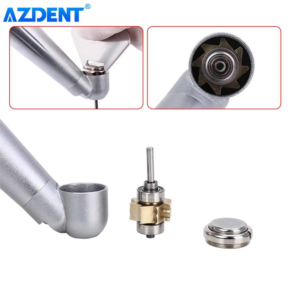 AZDENT Dental 45° LED High Speed Handpiece E-generator Integrated Standard Head Push Button Handpiece Single Water Spray