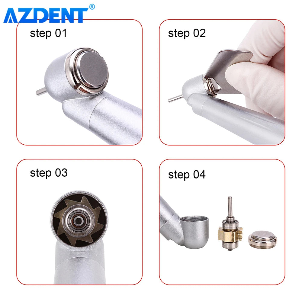 AZDENT Dental 45° LED High Speed Handpiece E-generator Integrated Standard Head Push Button Handpiece Single Water Spray