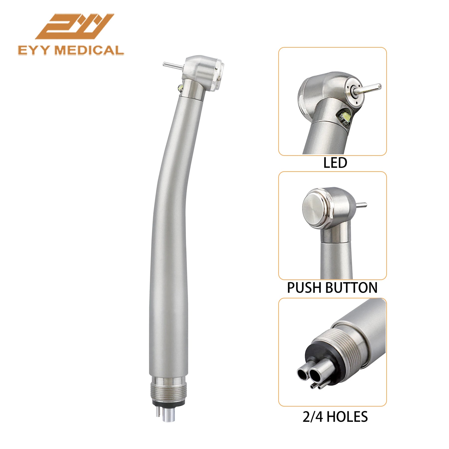 EYY Dental LED High Speed Handpiece Ceramic Bearings E-generator High Dental Rotation 2/4 Hole Stainless Steel Tools