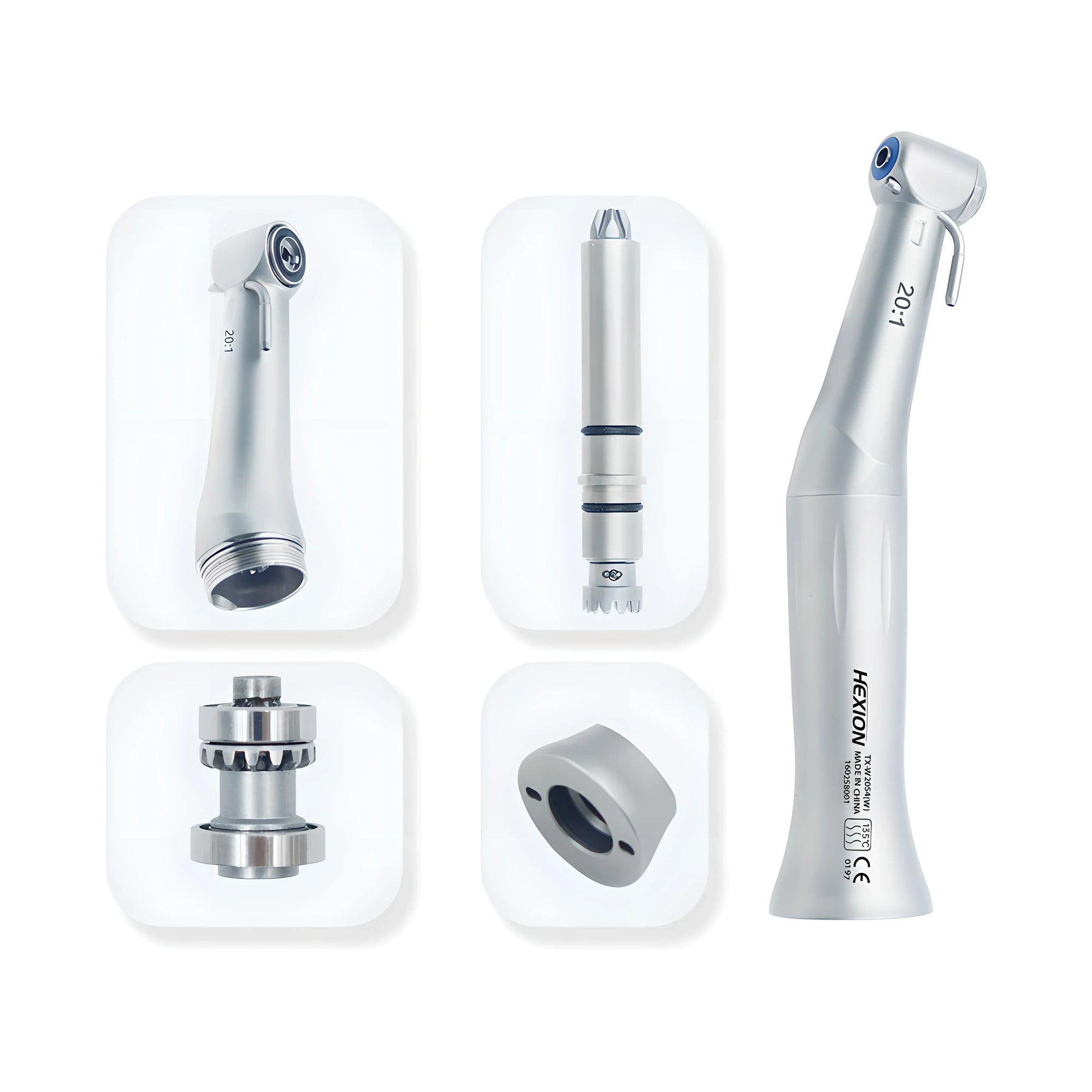HEXION Dental 20:1 SG20 Contra Angle Slow Low Speed Handpiece Fit To Dental Implant Motor For 2.35mm Burs E-Type With Stainless