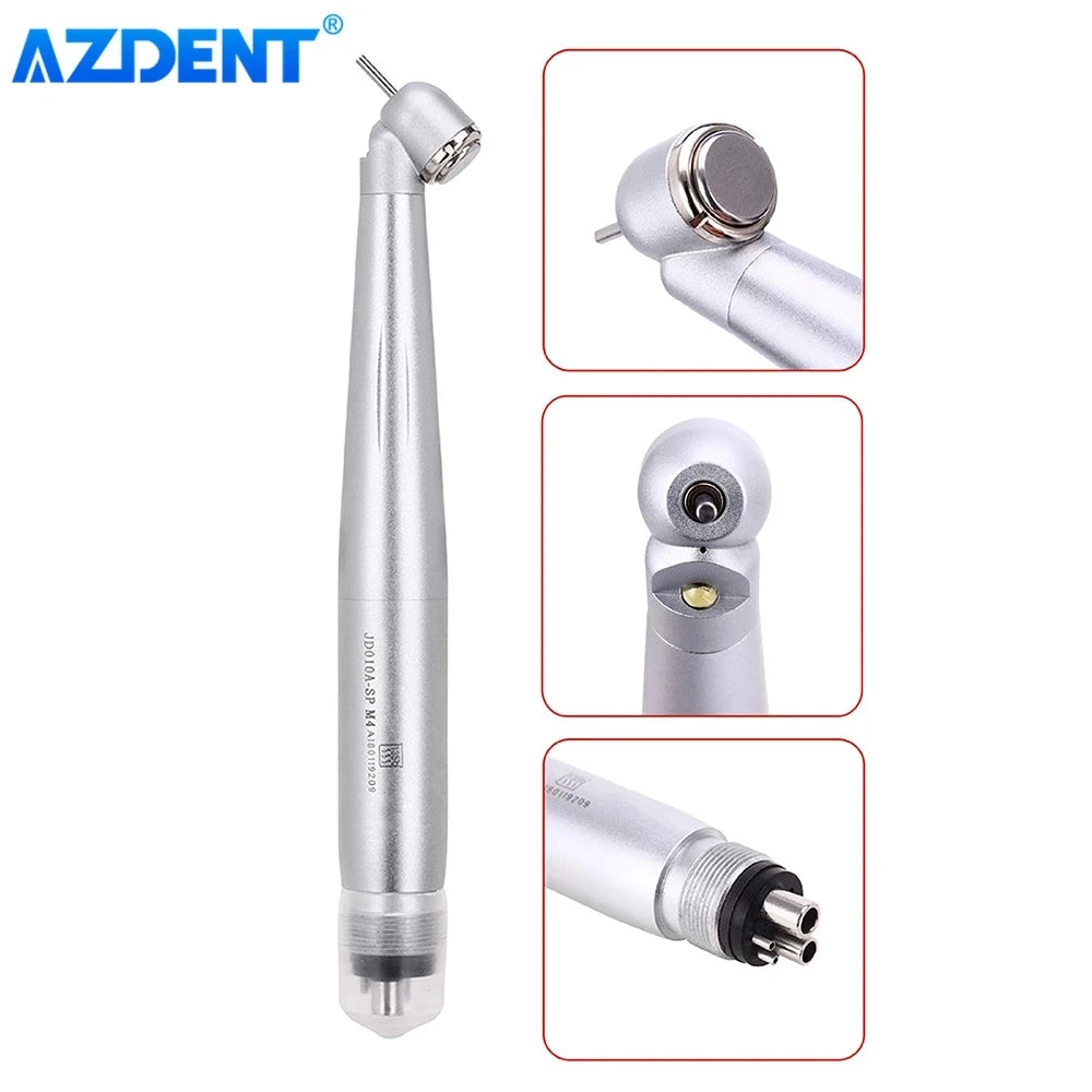 AZDENT Dental 45° LED High Speed Handpiece E-generator Integrated Standard Head Push Button Handpiece Single Water Spray