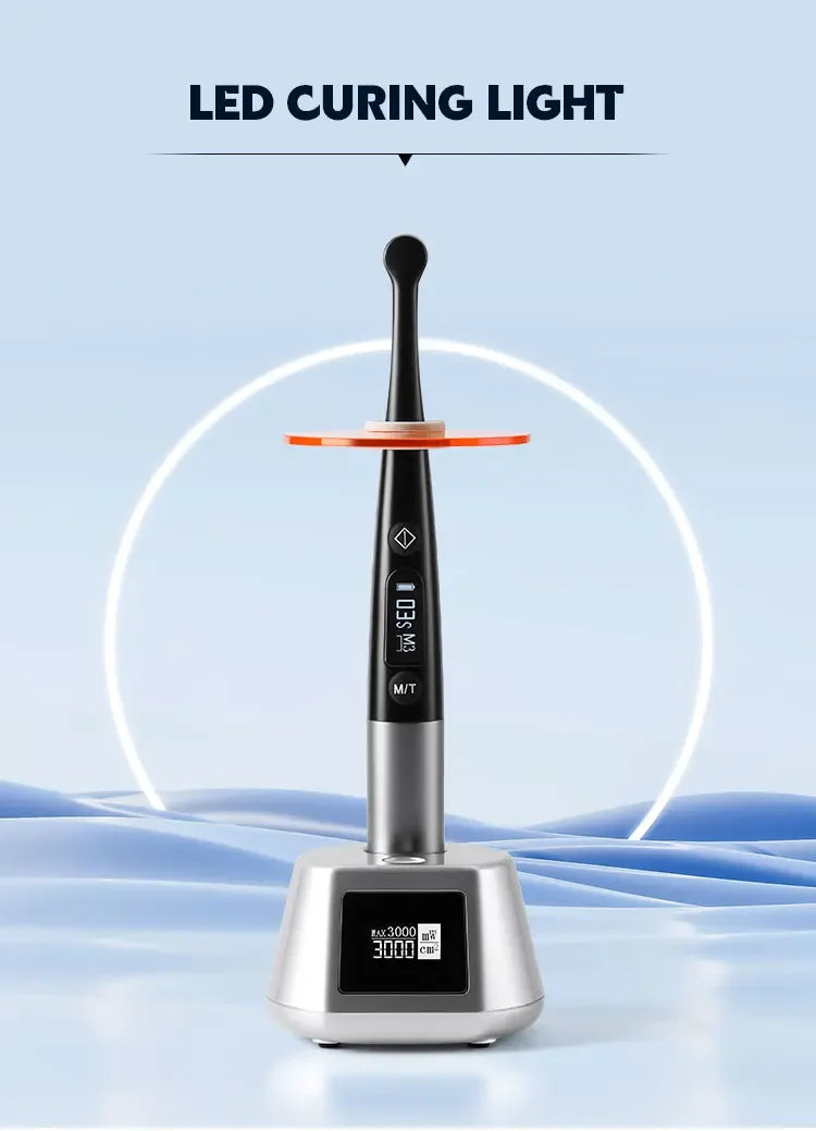 Dental Wireless 1 Second Curing Light Dentist Cordless LED Lamp 3000 mw/cm² with caries detector Light meter tester