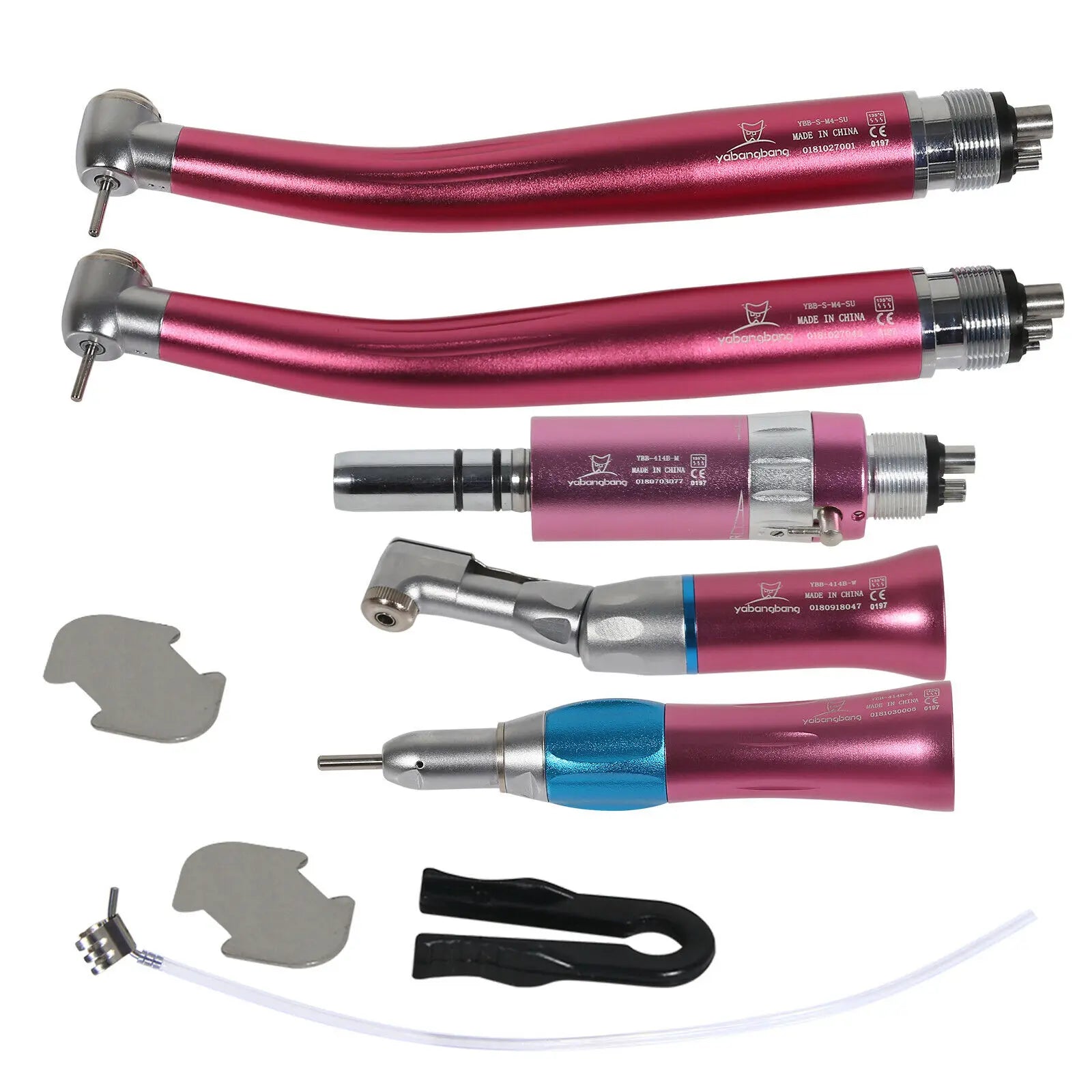 Dental High & Low Speed Handpiece kit Straight Contra Angle Single Water Spary Air Turbine 4 Hole FIT NSK Pana Max Pink Color