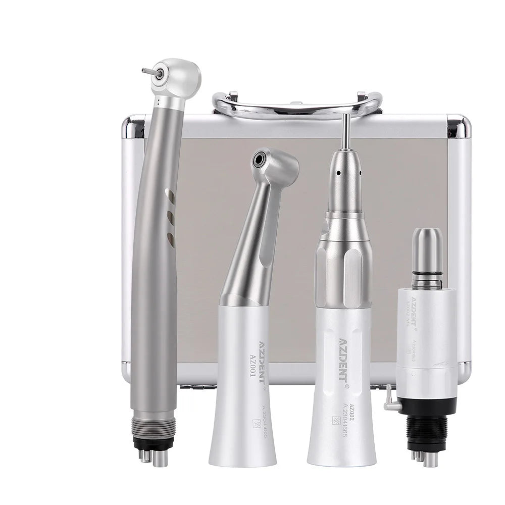 Dental High and Low Speed Handpiece Kit AZDENT LED Shadowless High Speed and 1:1 Air Motor Contra Angle Straight Handpiece Set