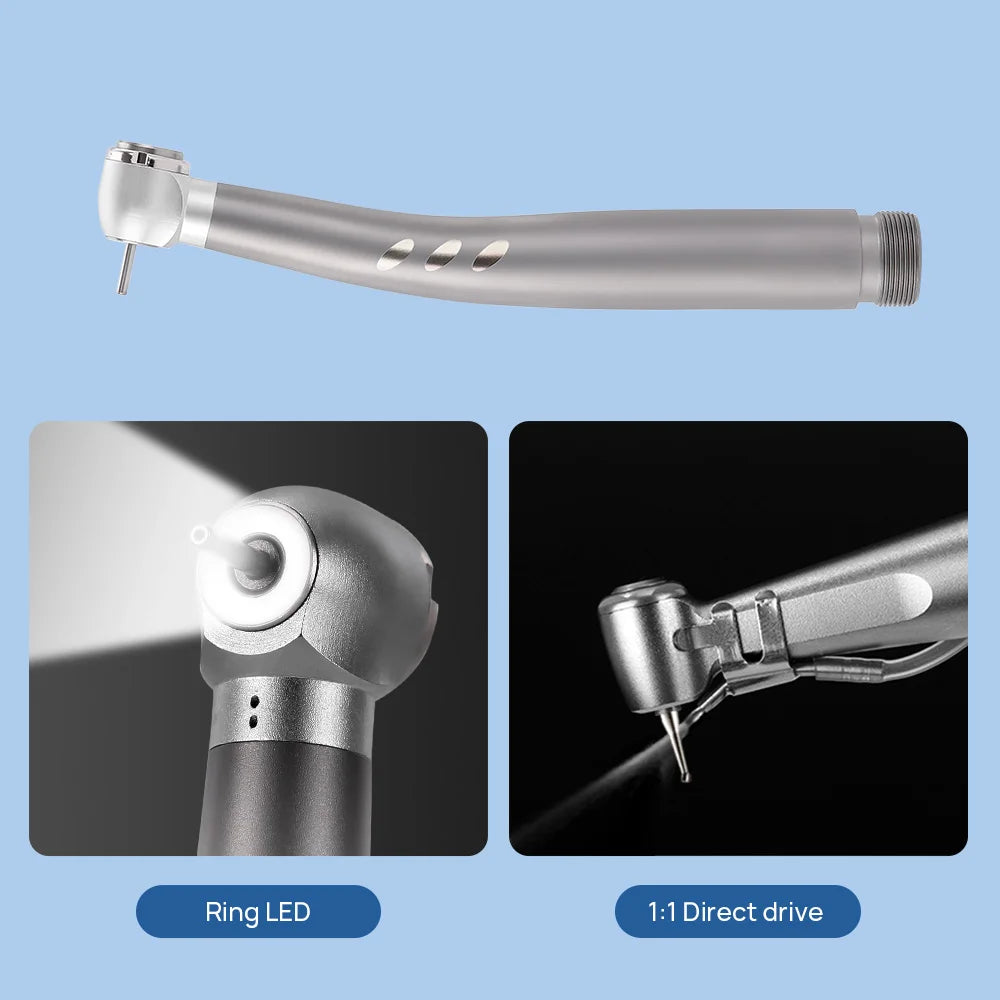 Dental High and Low Speed Handpiece Kit AZDENT LED Shadowless High Speed and 1:1 Air Motor Contra Angle Straight Handpiece Set