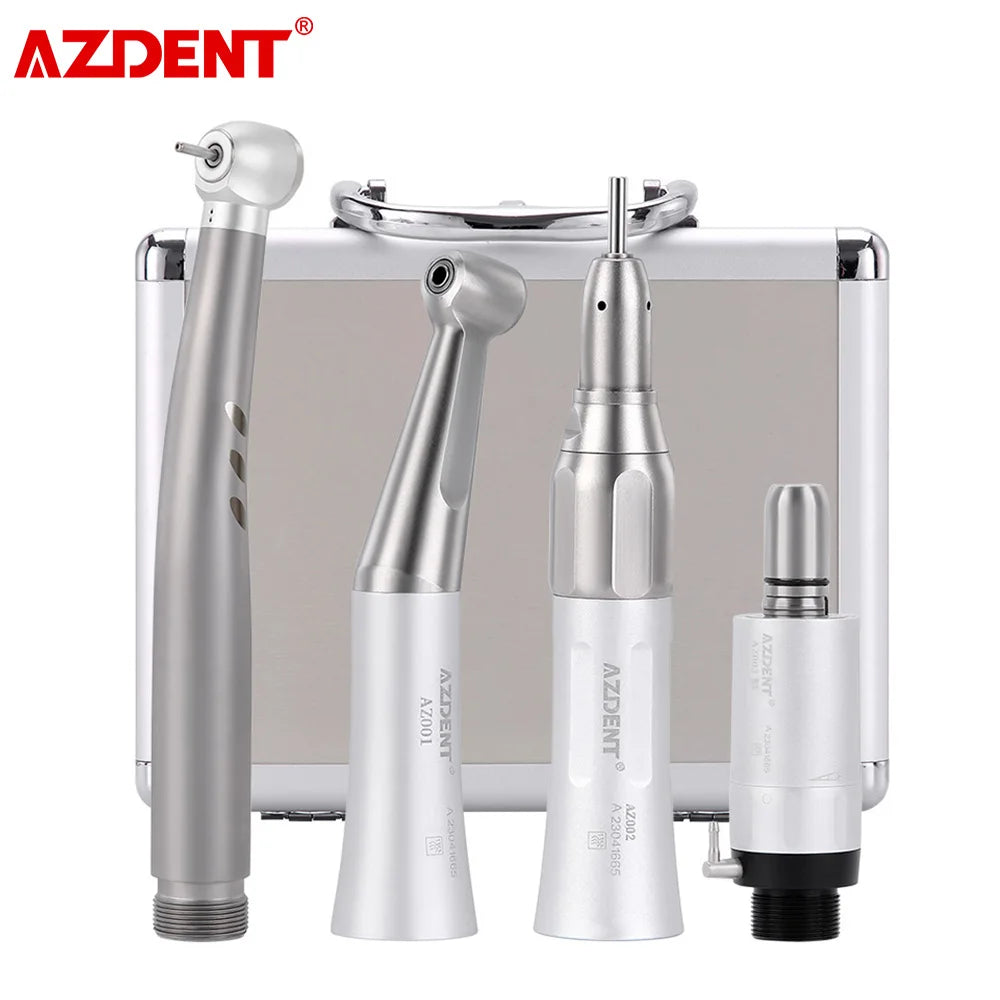 Dental High and Low Speed Handpiece Kit AZDENT LED Shadowless High Speed and 1:1 Air Motor Contra Angle Straight Handpiece Set