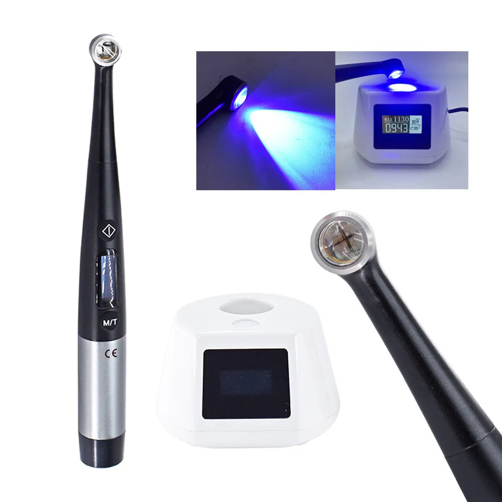 Dental Wireless 1 Second Curing Light Dentist Cordless LED Lamp 3000 mw/cm² with caries detector Light meter tester