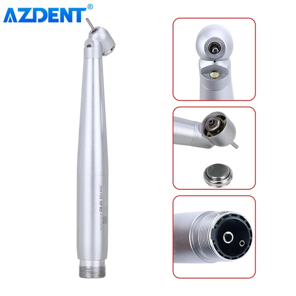 AZDENT Dental 45° LED High Speed Handpiece E-generator Integrated Standard Head Push Button Handpiece Single Water Spray